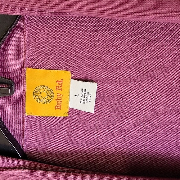 Ruby Rd. Open Front Cardigan Large Flowers Purple - Picture 2 of 5